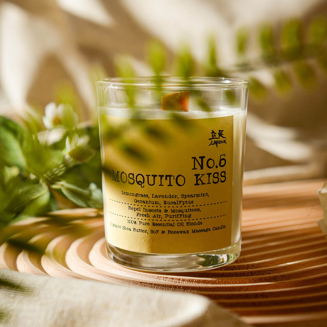 [50%OFF盤點清貨]  No.5 Mosquito Kiss | 蚊の吻 - 天然精油按摩大豆蠟燭 | 泰式草本香